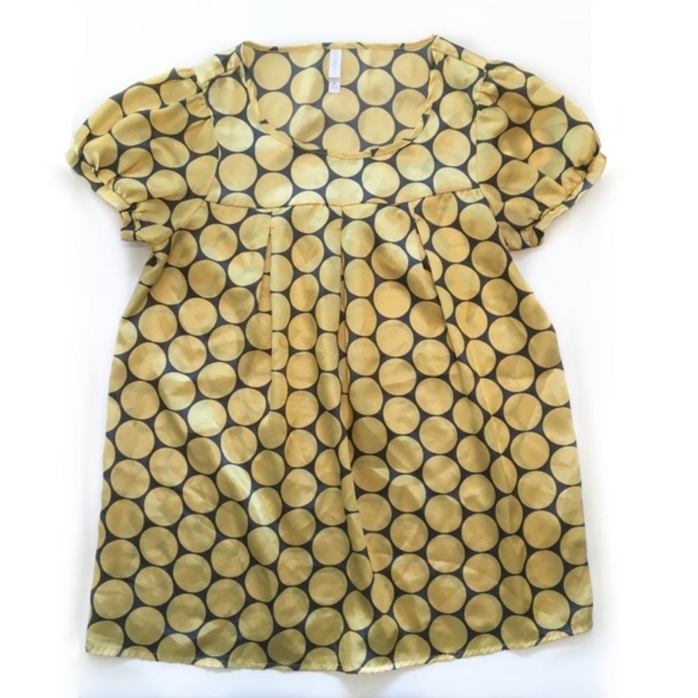 5 for $25: Yellow and Gray Polka Dot Top